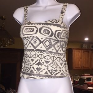 Gray & white crop top